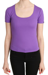 GF Ferre Purple 100% Polyester Short Sleeve Top Blouse - - GF Ferre.