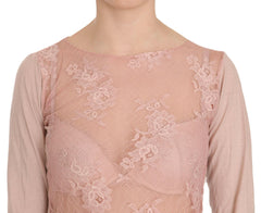 PINK MEMORIES Pink Lace See Through Long Sleeve Top Blouse -   -  PINK MEMORIES.