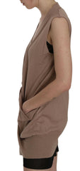 PINK MEMORIES Brown 100% Cotton Sleeveless Cardigan Top Vest -   -  PINK MEMORIES.
