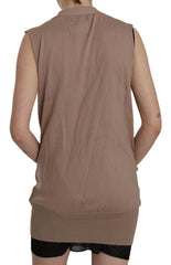 PINK MEMORIES Brown 100% Cotton Sleeveless Cardigan Top Vest -   -  PINK MEMORIES.