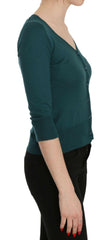 PINK MEMORIES Blue Green Cotton 3/4 Sleeve Cardigan Top Blouse -   -  PINK MEMORIES.