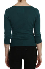 PINK MEMORIES Blue Green Cotton 3/4 Sleeve Cardigan Top Blouse -   -  PINK MEMORIES.