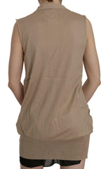 PINK MEMORIES Brown 100% Cotton Sleeveless Cardigan Top Vest -   -  PINK MEMORIES.