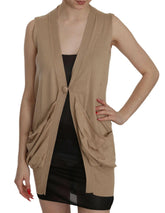 PINK MEMORIES Brown 100% Cotton Sleeveless Cardigan Top Vest -   -  PINK MEMORIES.