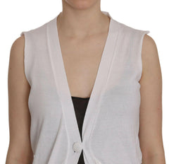 PINK MEMORIES White 100% Cotton Sleeveless Cardigan Top Vest -   -  PINK MEMORIES.