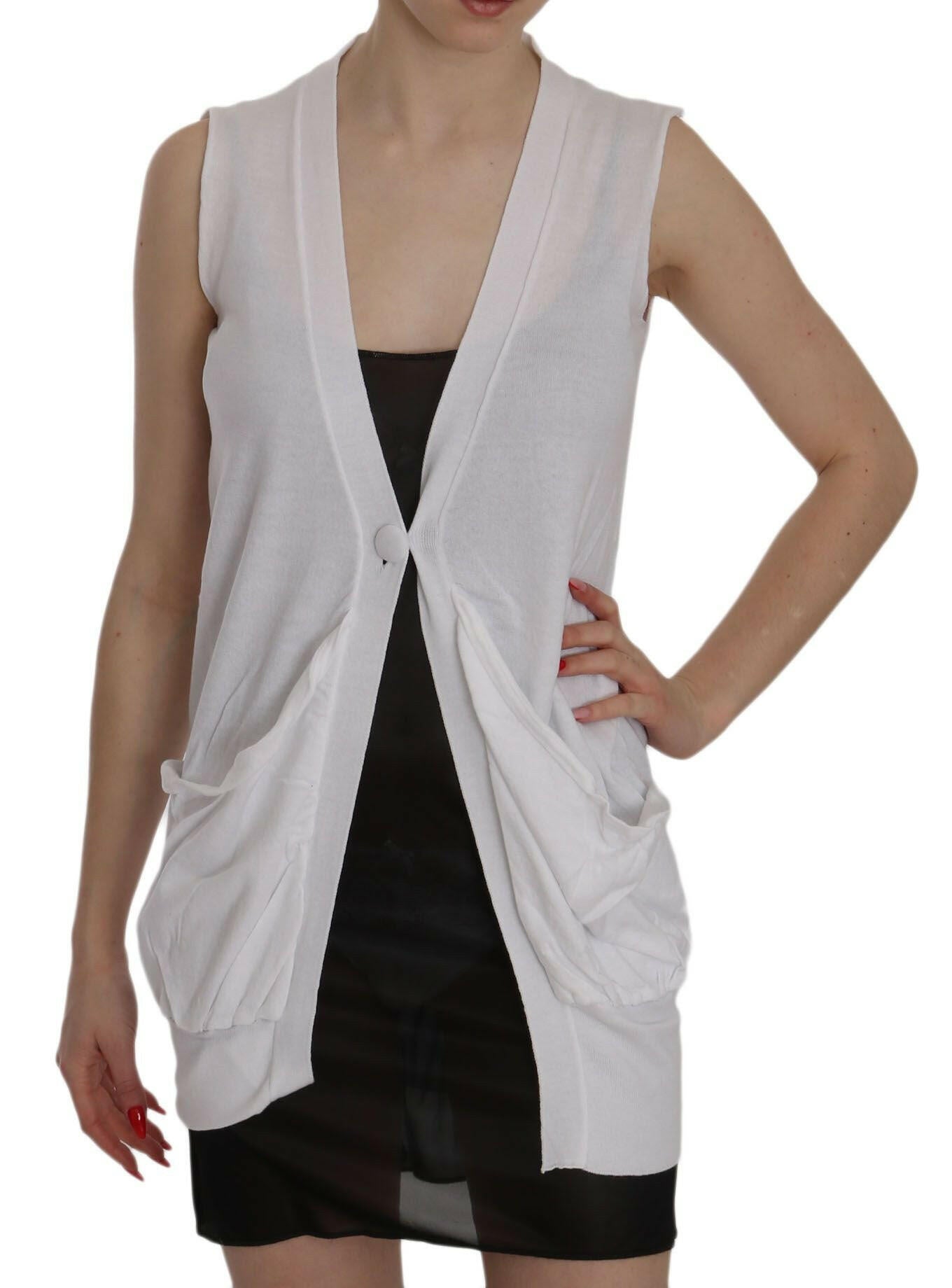 PINK MEMORIES White 100% Cotton Sleeveless Cardigan Top Vest -   -  PINK MEMORIES.