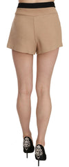 Costume National Shorts Beige Cotton Mid Waist Mini Short - - Costume National.