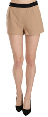 Costume National Shorts Beige Cotton Mid Waist Mini Short - - Costume National.