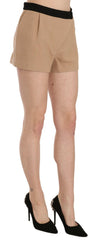 Costume National Shorts Beige Cotton Mid Waist Mini Short - - Costume National.