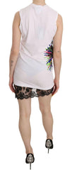 Dsquared² White Printed Crew Neck Sleeveless Bodycon Mini Dress - - Dsquared².