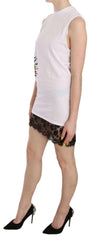 Dsquared² White Printed Crew Neck Sleeveless Bodycon Mini Dress - - Dsquared².