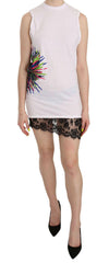 Dsquared² White Printed Crew Neck Sleeveless Bodycon Mini Dress - - Dsquared².