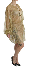 Dolce & Gabbana Gold Lace See Through A-Line Knee Length Dress -   -  Dolce & Gabbana.