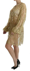 Dolce & Gabbana Gold Lace See Through A-Line Knee Length Dress -   -  Dolce & Gabbana.