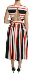 Dolce & Gabbana Multicolor Stripes A-Line Pleated Midi Dress -   -  Dolce & Gabbana.
