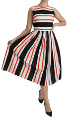 Dolce & Gabbana Multicolor Stripes A-Line Pleated Midi Dress -   -  Dolce & Gabbana.