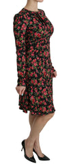 Dolce & Gabbana Black Floral Longsleeve Knee Length Dress -   -  Dolce & Gabbana.