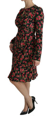 Dolce & Gabbana Black Floral Longsleeve Knee Length Dress -   -  Dolce & Gabbana.