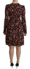 Dolce & Gabbana Black Floral Longsleeve Knee Length Dress -   -  Dolce & Gabbana.