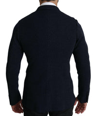 Dolce & Gabbana Dark Blue Dotted Double Breasted Coat Blazer -   -  Dolce & Gabbana.