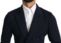 Dolce & Gabbana Dark Blue Dotted Double Breasted Coat Blazer -   -  Dolce & Gabbana.