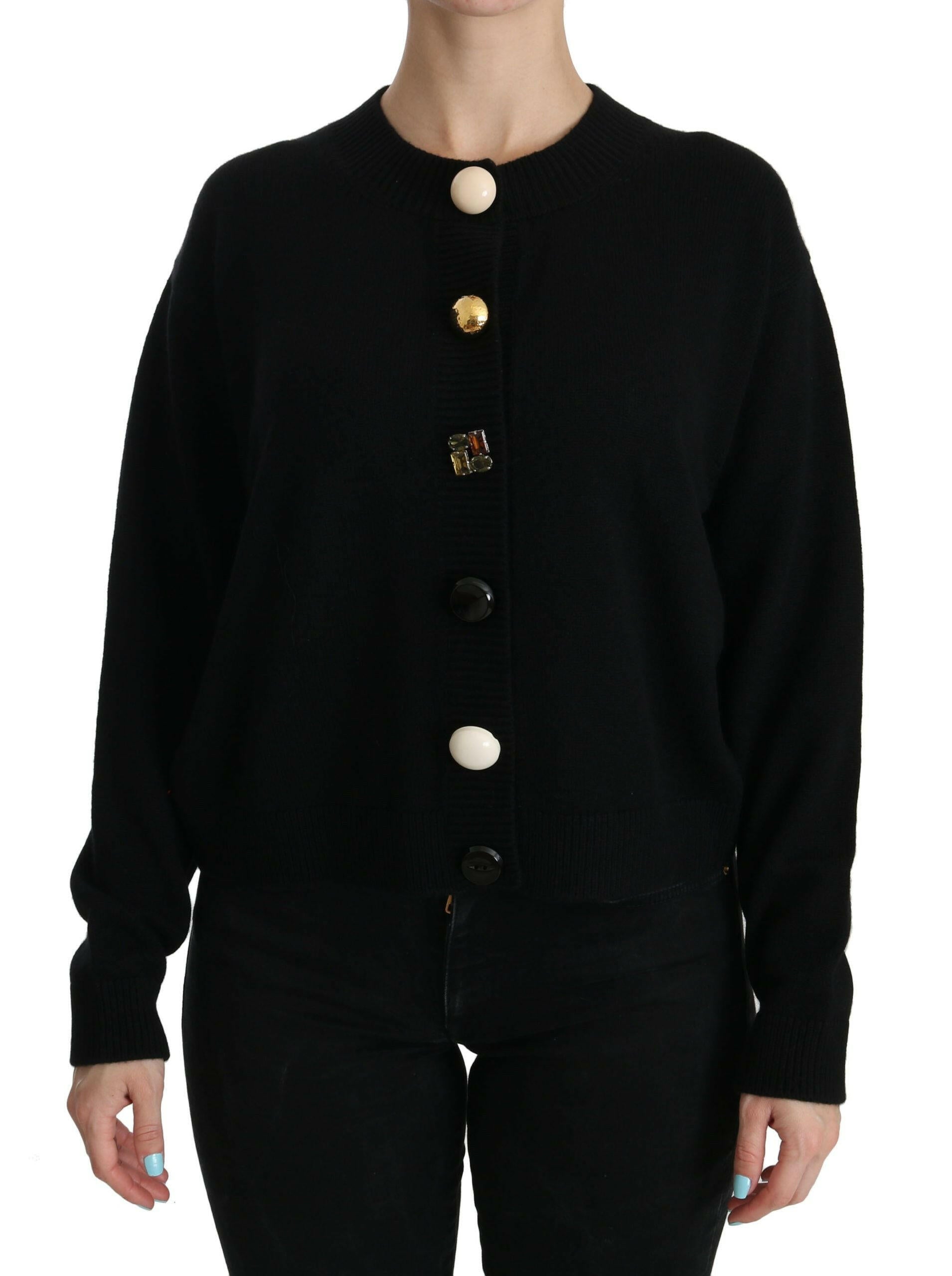 Dolce & Gabbana Black Button Embellished Cardigan Sweater -   -  Dolce & Gabbana.