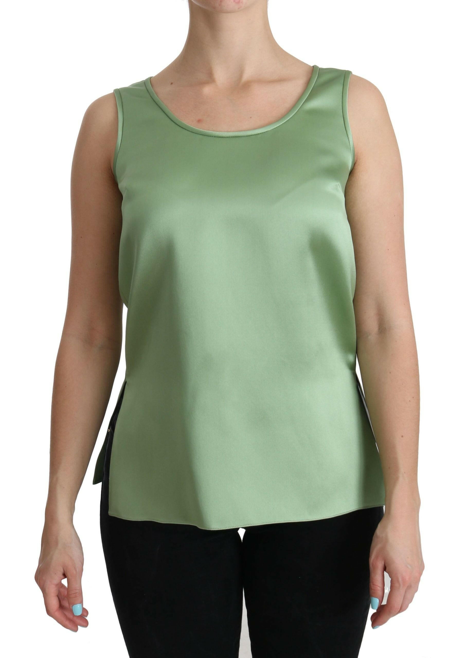 Dolce & Gabbana Green Sleeveless 100% Silk Top Tank Blouse -   -  Dolce & Gabbana.