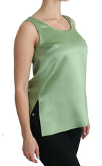 Dolce & Gabbana Green Sleeveless 100% Silk Top Tank Blouse -   -  Dolce & Gabbana.