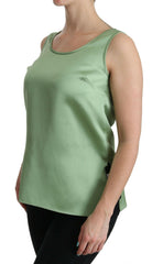 Dolce & Gabbana Green Sleeveless 100% Silk Top Tank Blouse -   -  Dolce & Gabbana.