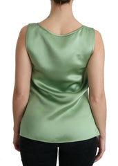 Dolce & Gabbana Green Sleeveless 100% Silk Top Tank Blouse -   -  Dolce & Gabbana.