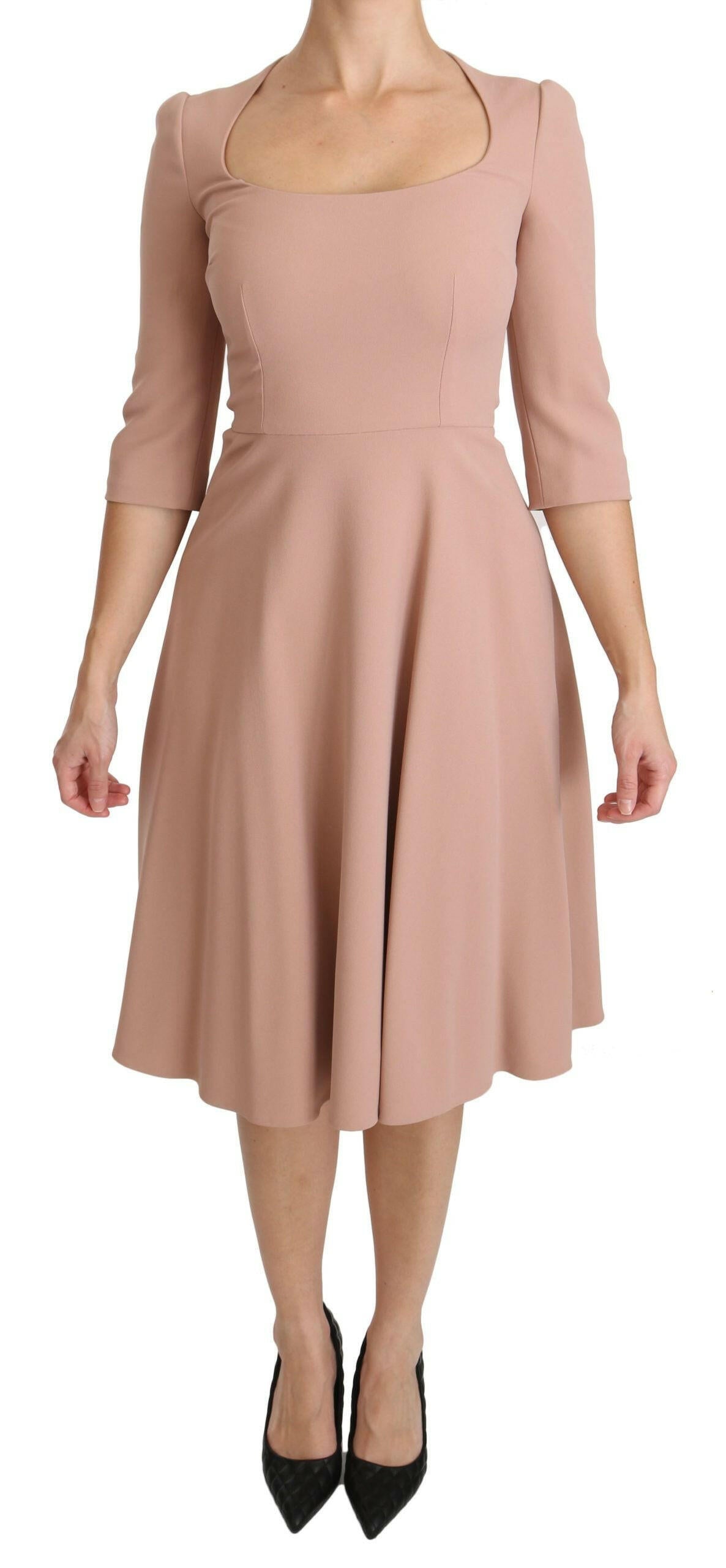 Dolce & Gabbana Pink 3/4 Sleeves A-line Viscose Dress -   -  Dolce & Gabbana.
