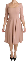 Dolce & Gabbana Pink 3/4 Sleeves A-line Viscose Dress -   -  Dolce & Gabbana.