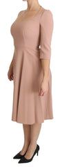 Dolce & Gabbana Pink 3/4 Sleeves A-line Viscose Dress -   -  Dolce & Gabbana.