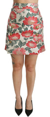 Dolce & Gabbana White Green Red Floral High Waist Mini Skirt -   -  Dolce & Gabbana.