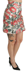Dolce & Gabbana White Green Red Floral High Waist Mini Skirt -   -  Dolce & Gabbana.