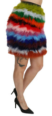 Dolce & Gabbana Red Blue High Waist Mini Feather Skirt -   -  Dolce & Gabbana.