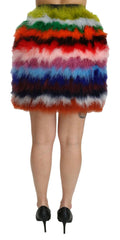 Dolce & Gabbana Red Blue High Waist Mini Feather Skirt -   -  Dolce & Gabbana.