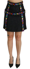 Dolce & Gabbana Black Crystal Embellished High Waist Skirt -   -  Dolce & Gabbana.