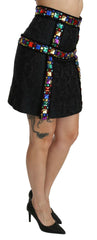 Dolce & Gabbana Black Crystal Embellished High Waist Skirt -   -  Dolce & Gabbana.