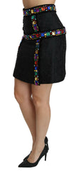Dolce & Gabbana Black Crystal Embellished High Waist Skirt -   -  Dolce & Gabbana.
