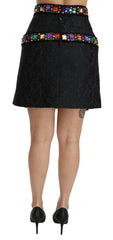 Dolce & Gabbana Black Crystal Embellished High Waist Skirt -   -  Dolce & Gabbana.