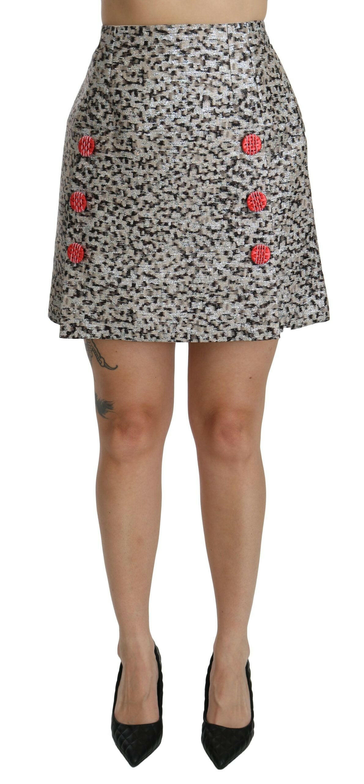 Dolce & Gabbana Silver Pattern A-line High Waist Skirt -   -  Dolce & Gabbana.