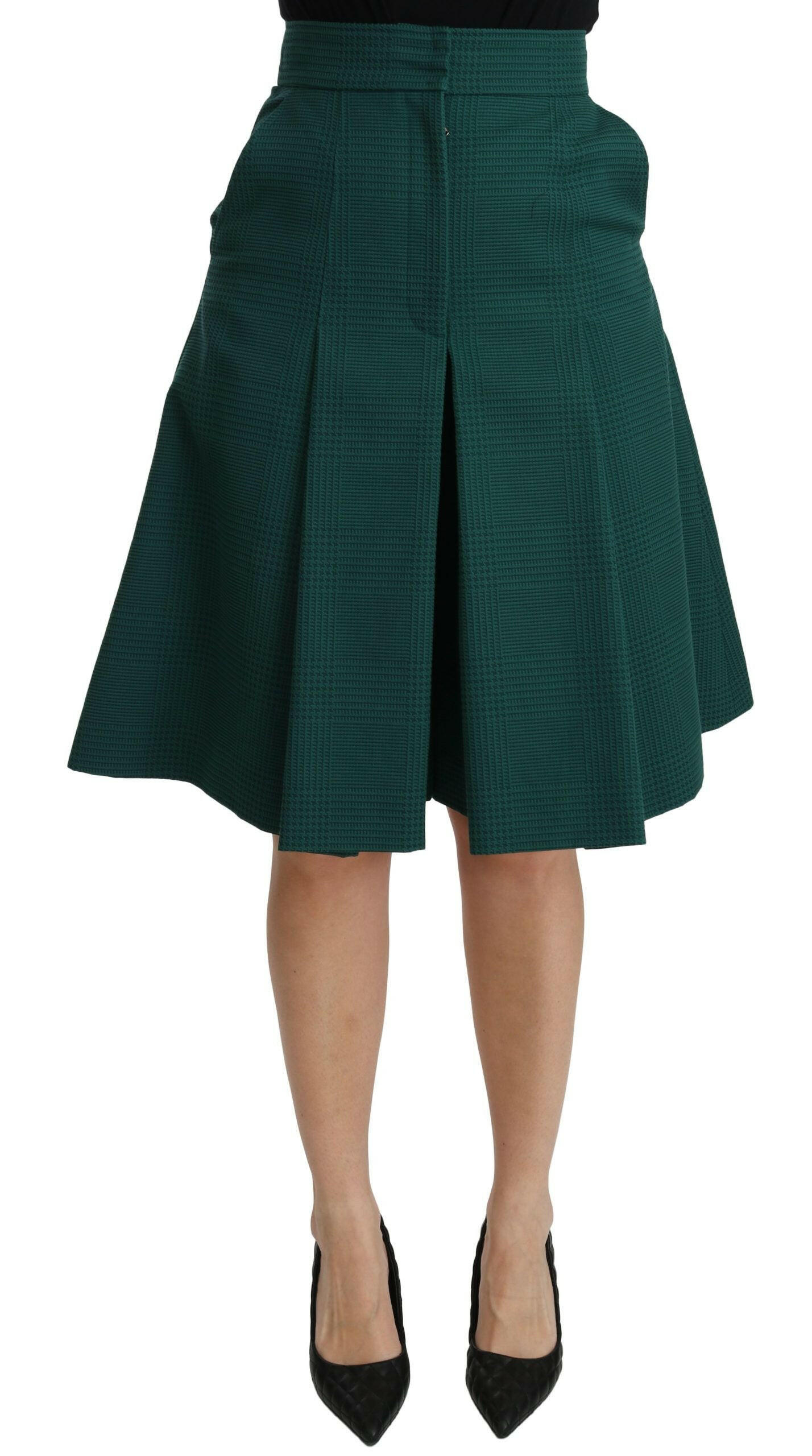 Dolce & Gabbana Green Pleated A-line High Waist Cotton  Skirt -   -  Dolce & Gabbana.
