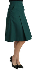 Dolce & Gabbana Green Pleated A-line High Waist Cotton  Skirt -   -  Dolce & Gabbana.