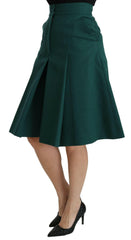 Dolce & Gabbana Green Pleated A-line High Waist Cotton  Skirt -   -  Dolce & Gabbana.