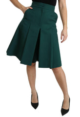 Dolce & Gabbana Green Pleated A-line High Waist Cotton  Skirt -   -  Dolce & Gabbana.