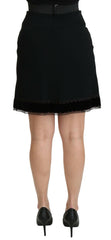 Dolce & Gabbana Black A-line High Waist Mini Viscose Skirt -   -  Dolce & Gabbana.