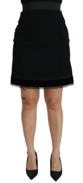 Dolce & Gabbana Black A-line High Waist Mini Viscose Skirt -   -  Dolce & Gabbana.