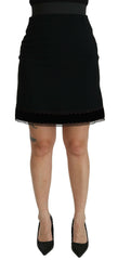 Dolce & Gabbana Black A-line High Waist Mini Viscose Skirt -   -  Dolce & Gabbana.