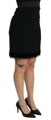 Dolce & Gabbana Black A-line High Waist Mini Viscose Skirt -   -  Dolce & Gabbana.